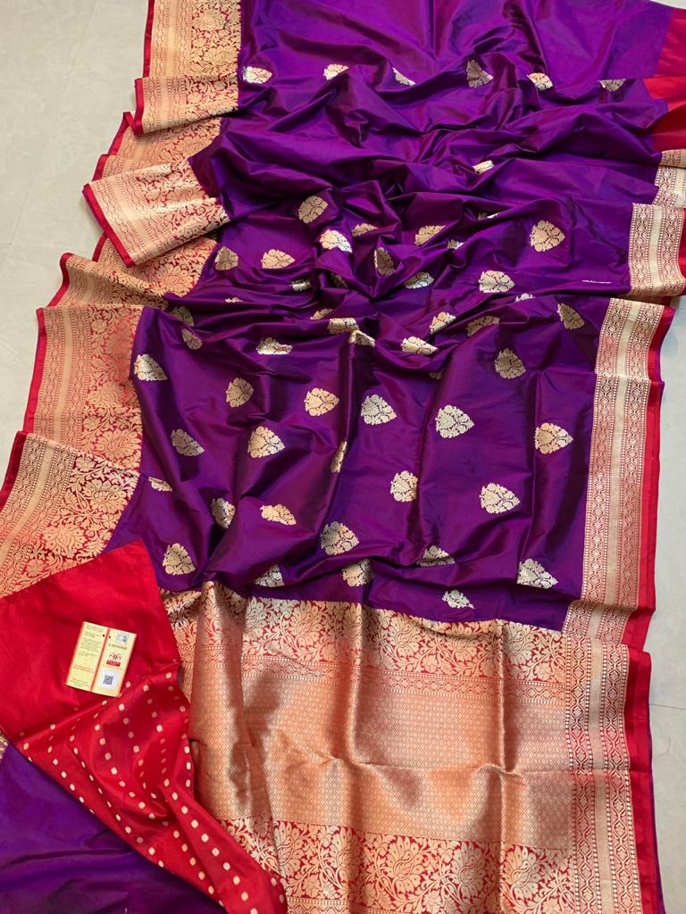 Purple Katan Banarasi Silk Saree | Peepal Clothing