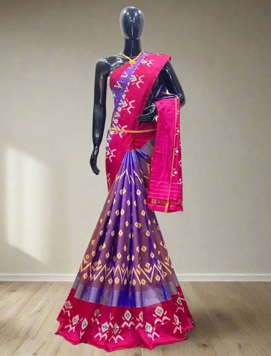 Light Violet Pochampally Ikkat Silk Saree