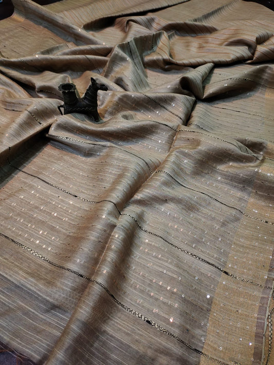 Light Grey Kota Viscose Saree | Peepal Clothing