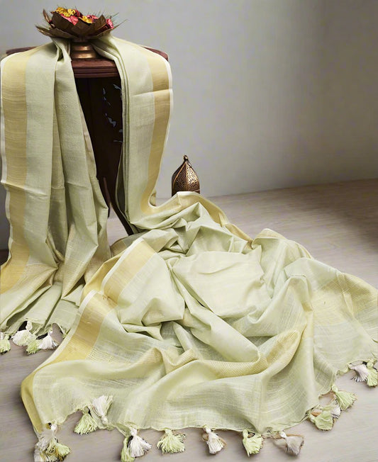 Limeade Zari Buta Cotton Slub Dupatta | Peepal Clothing