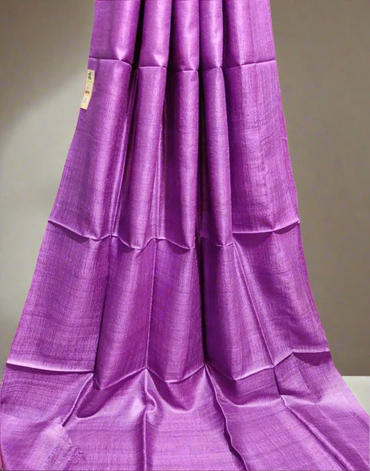 Purple Pure Desi Tussar Plain Silk Saree| Peepal Clothing