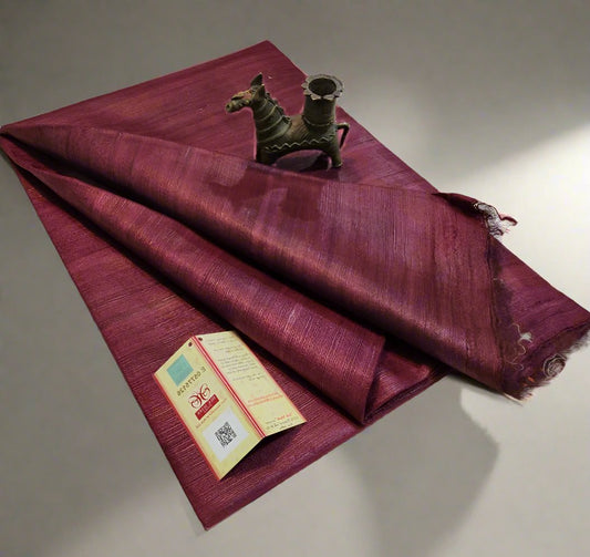 Buy Pure Tusaar Ghicha Silk Saree online- Peepal Clothing. Click now to checkout the collections of handloom silk sarees and on-going discounts.