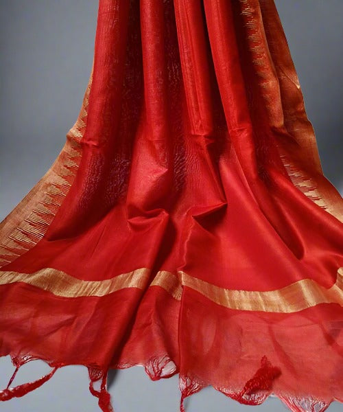 Maroon Katan Silk Viscose Dupatta | Peepal Clothing