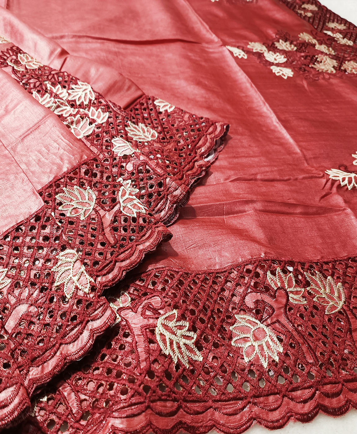 Hand Cutwork Silk Saree | Peepal Clothing