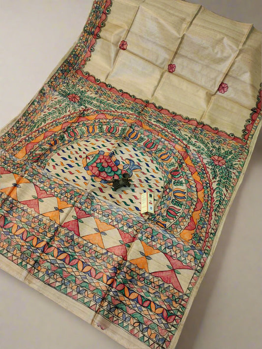 Shop Madhubani Hand Painted Saree Online at www.peepalclothing.com