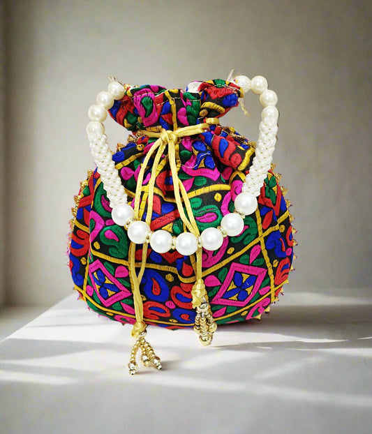 Multi Color Embroidered Potli | Peepal Clothing