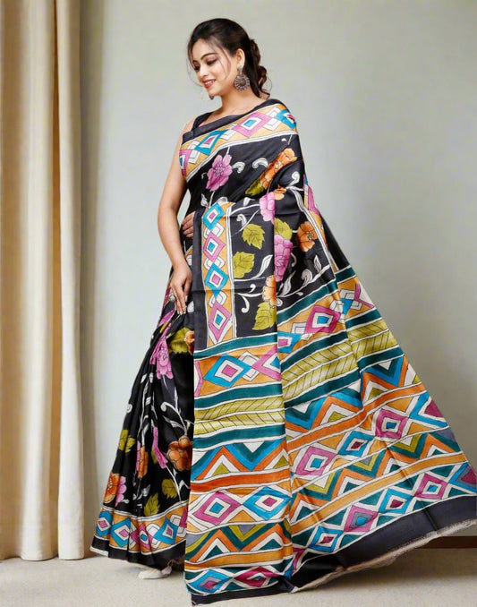 Multi Colour Kalamkari Saree| Peepal Clothing