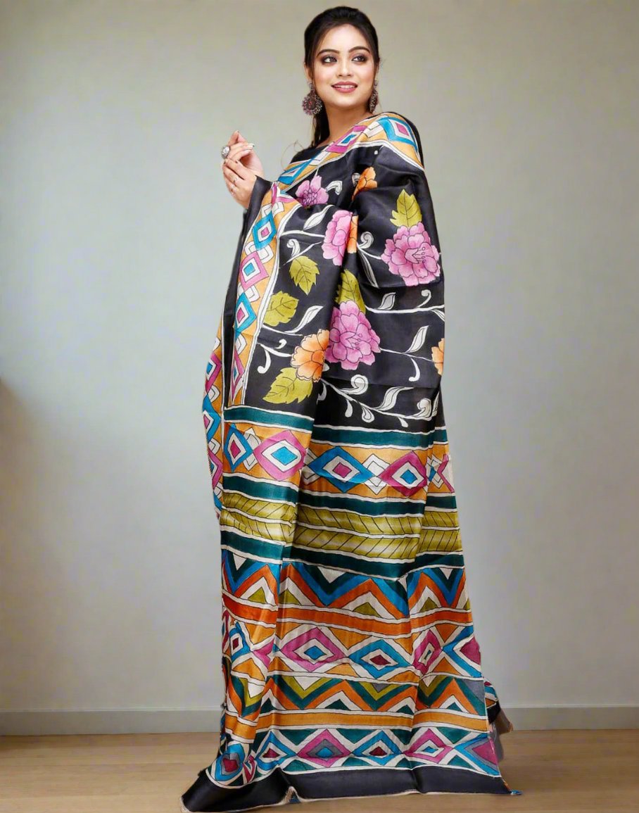 Kalamkari Silk Saree| Peepal Clothing