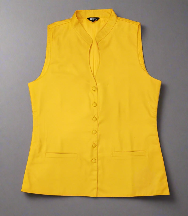 Mustard Women's Waistcoat | Peepal Clothing