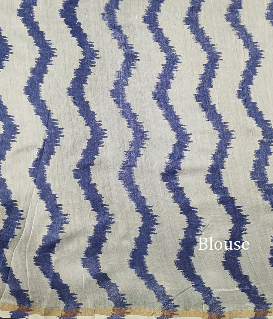 Navi Blue Chanderi Saree with Zari Border | Peepal Clothing