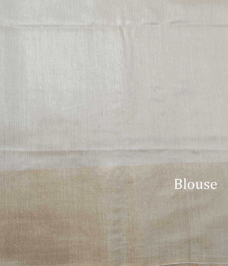 Off White Plain Munga Silk Saree | Peepal Clothing