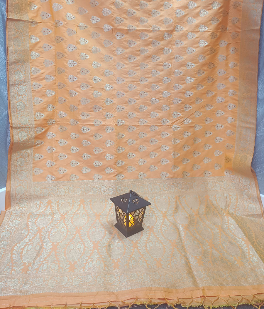 Orange Banarasi Semi Silk Saree | Peepal Clothing