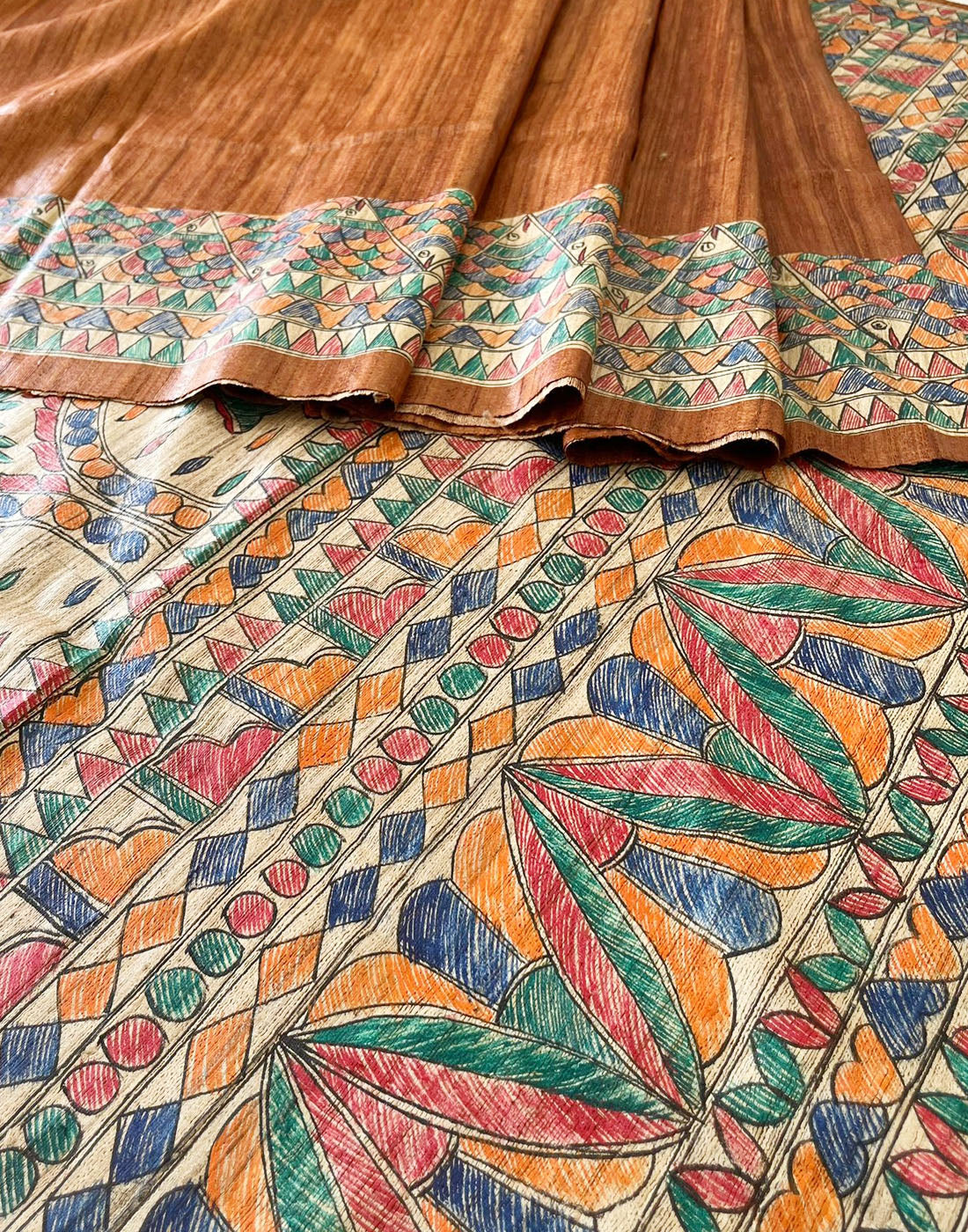 Hand Painted Silk Sari | Peepal Clothing