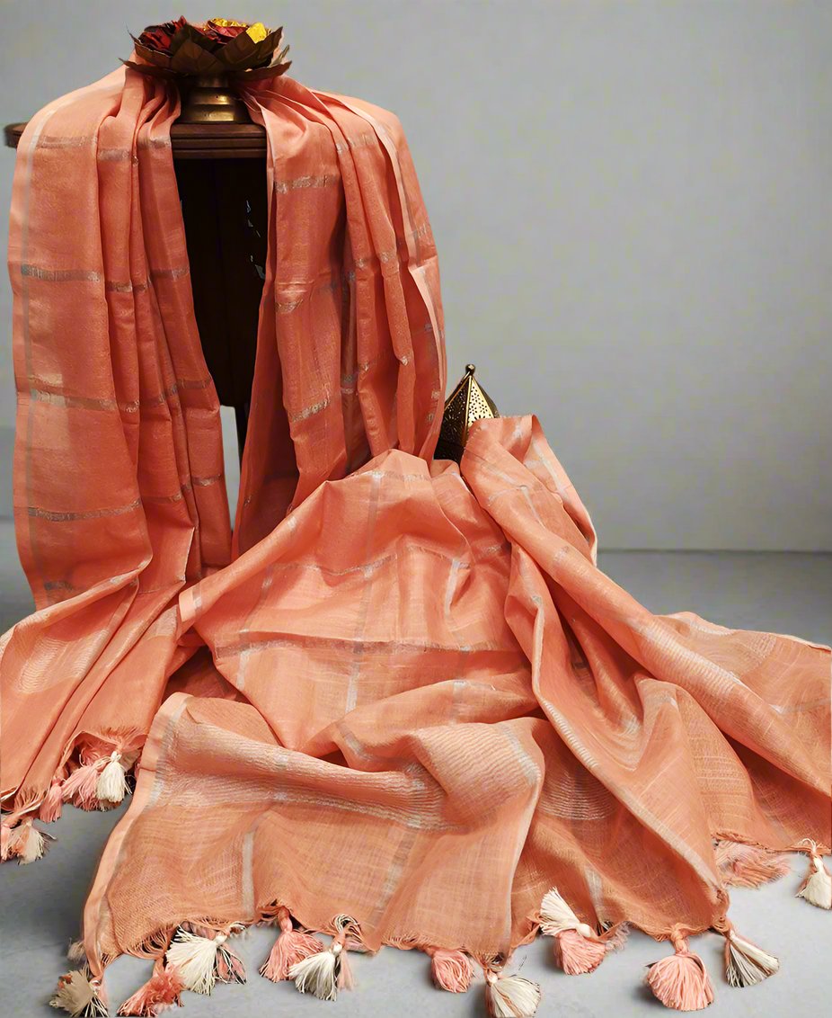 Peach Cotton Slub Dupatta | Peepal Clothing