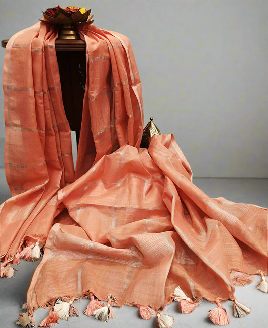 Peach Cotton Slub Dupatta | Peepal Clothing