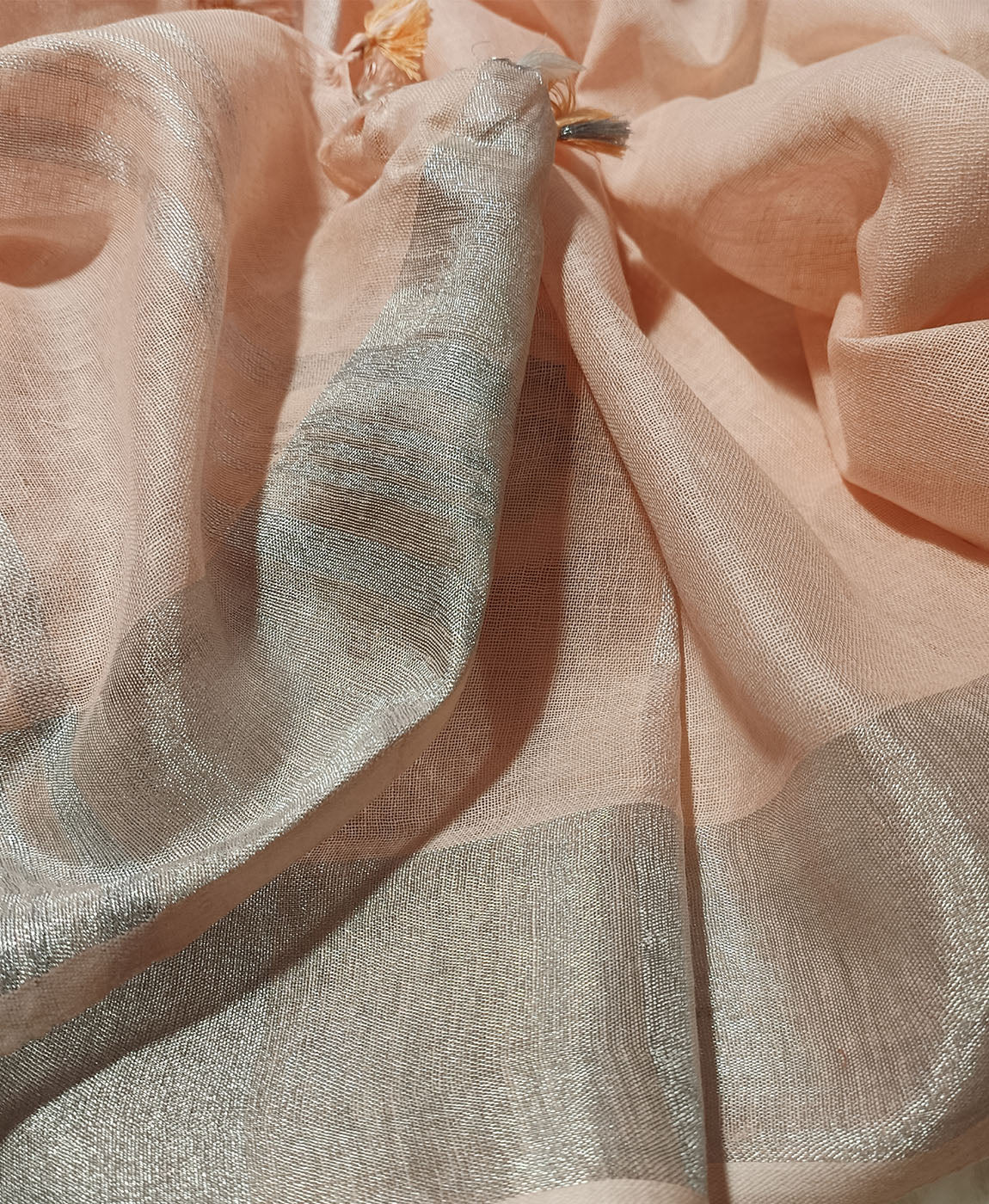 Peach Linen Saree | Peepal Clothing