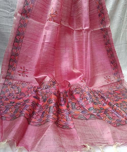 Madhubani Dupatta - Pink main image 1