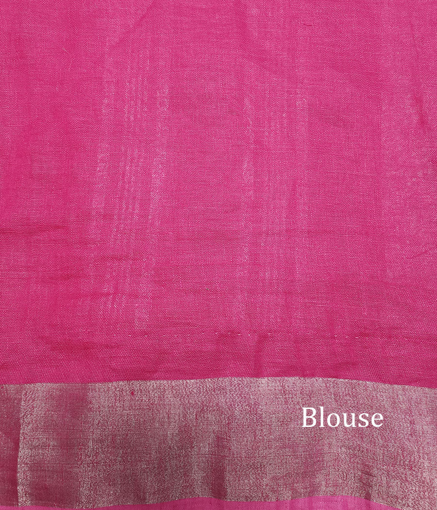 Pink Pure Linen Saree | Peepal Clothing