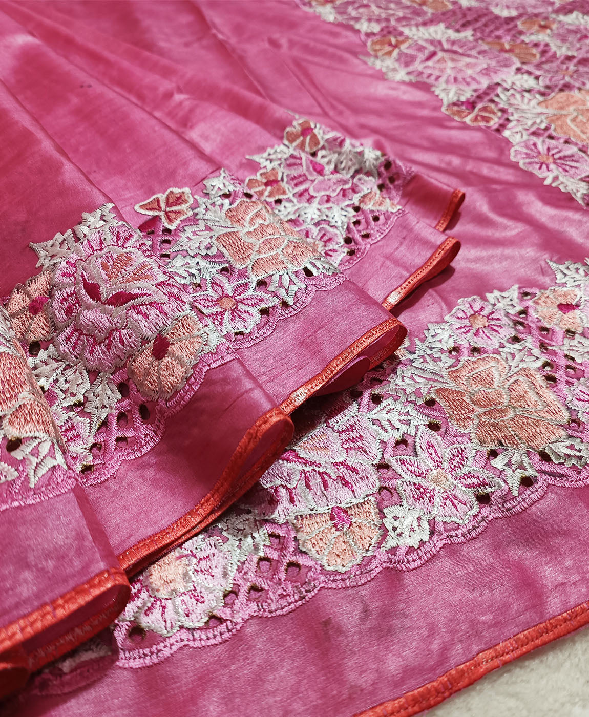 Hand Cutwork Silk Saree | Peepal Clothing