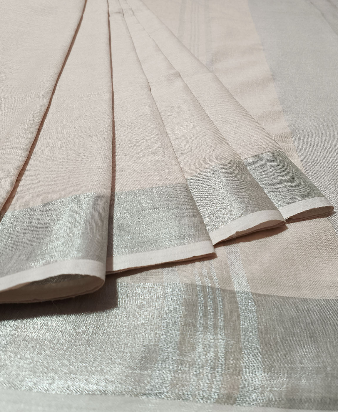 Pure Beige Linen Saree | Peepal Clothing