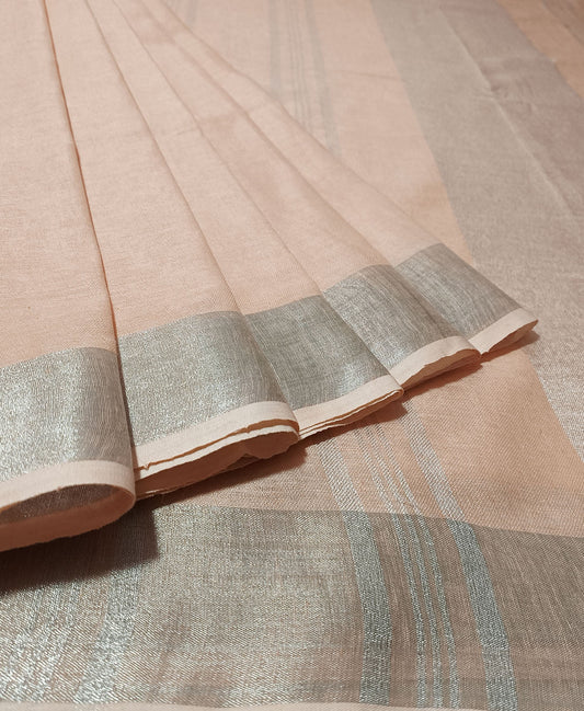 Peach Linen Saree | Peepal Clothing