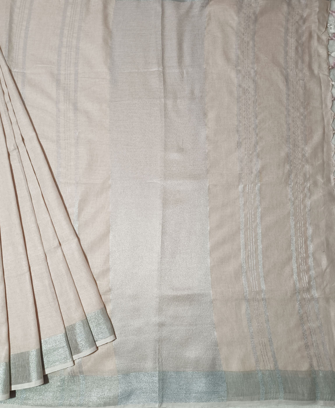 Pure Powder Pink Linen Saree | Peepal Clothing