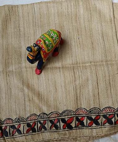 Madhubani Painted Silk Stole | Peepal Clothing