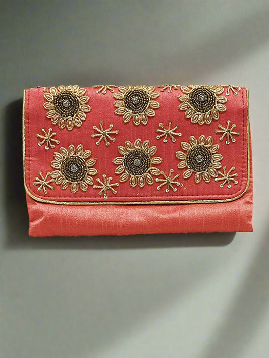Red Embroidered Clutch | Peepal Clothing