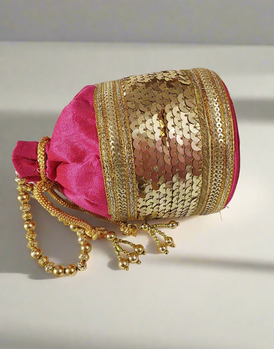 Sequin Embellished Pink Potli | Peepal Clothing