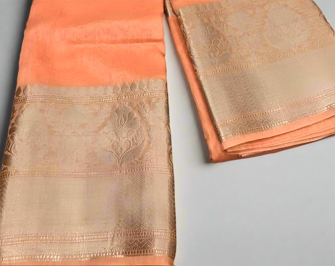 Banarasi Silk Linen Saree www.peepalclothing.com