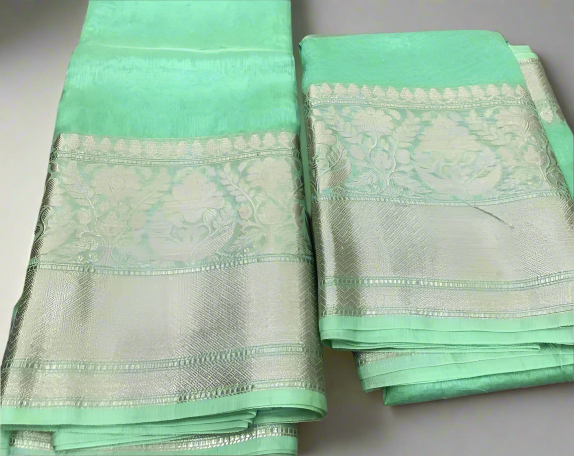 Banarasi Silk Linen Saree www.peepalclothing.com