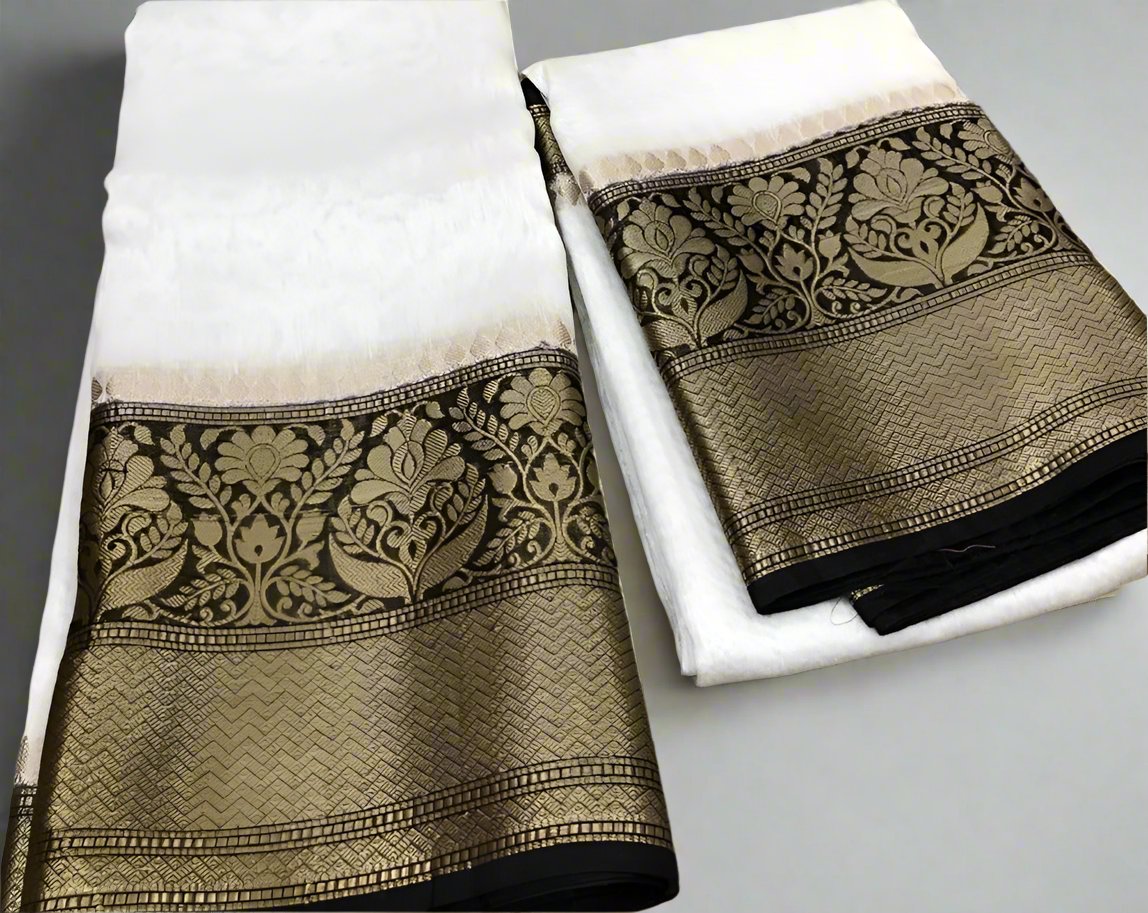 Banarasi Silk Linen Saree www.peepalclothing.com
