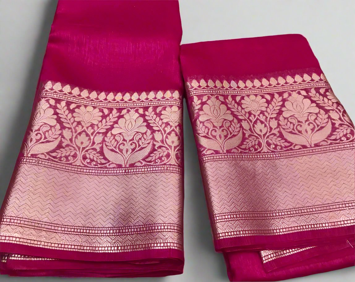 Banarasi Silk Linen Saree www.peepalclothing.com