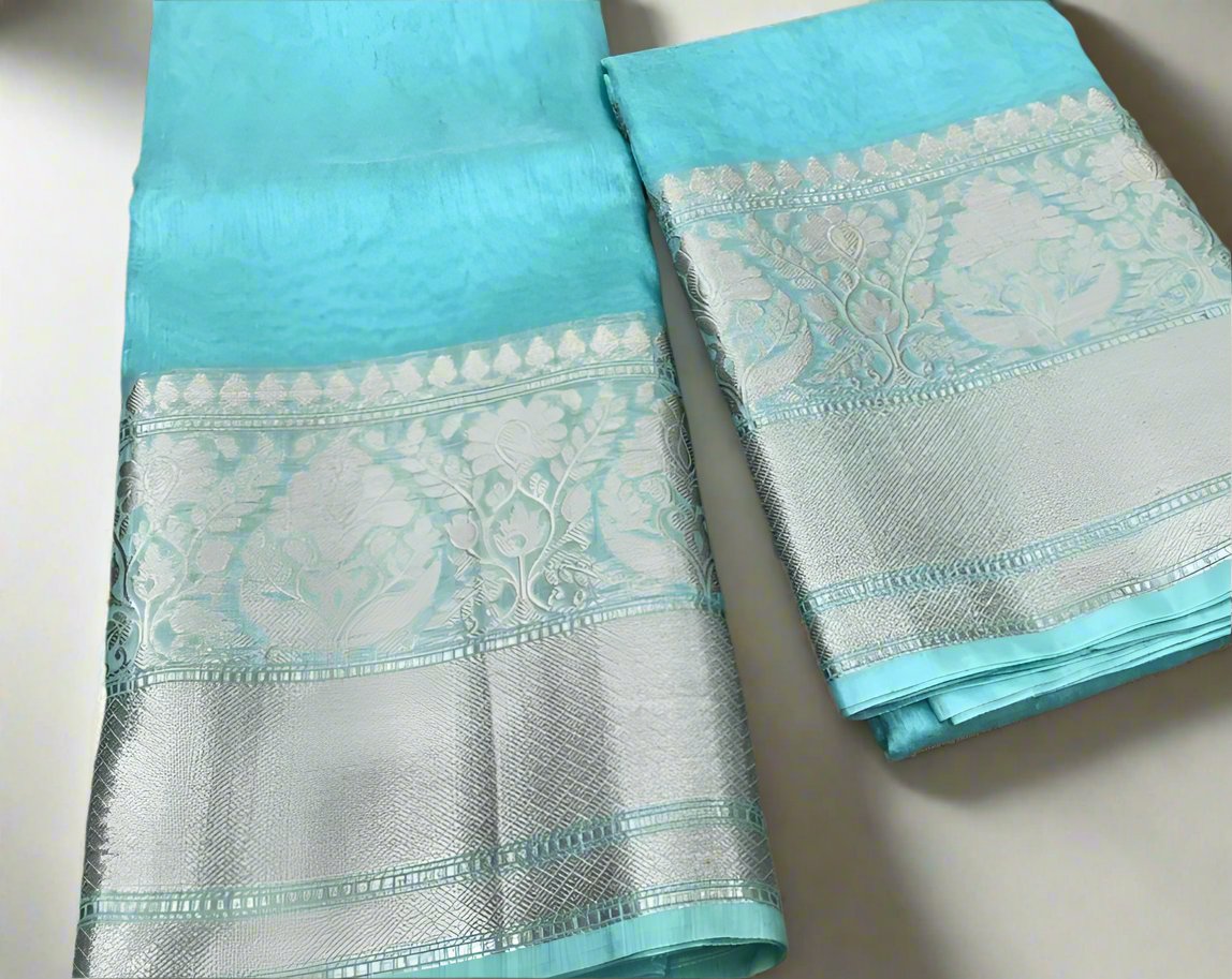Banarasi Silk Linen Saree www.peepalclothing.com