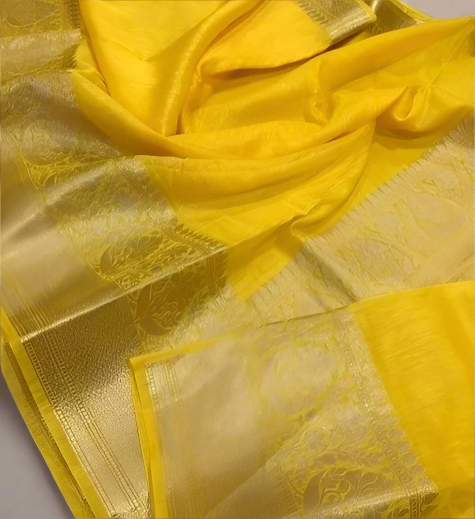 Buy Banarasi Silk Linen Saree at www.peepalclothing.com