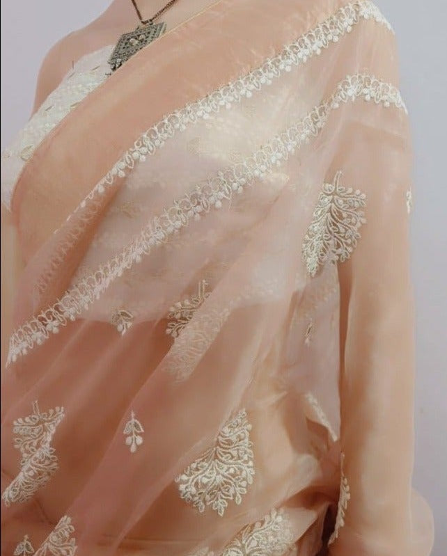 Buy Silk Organza Saree : www.peepalclothing.com