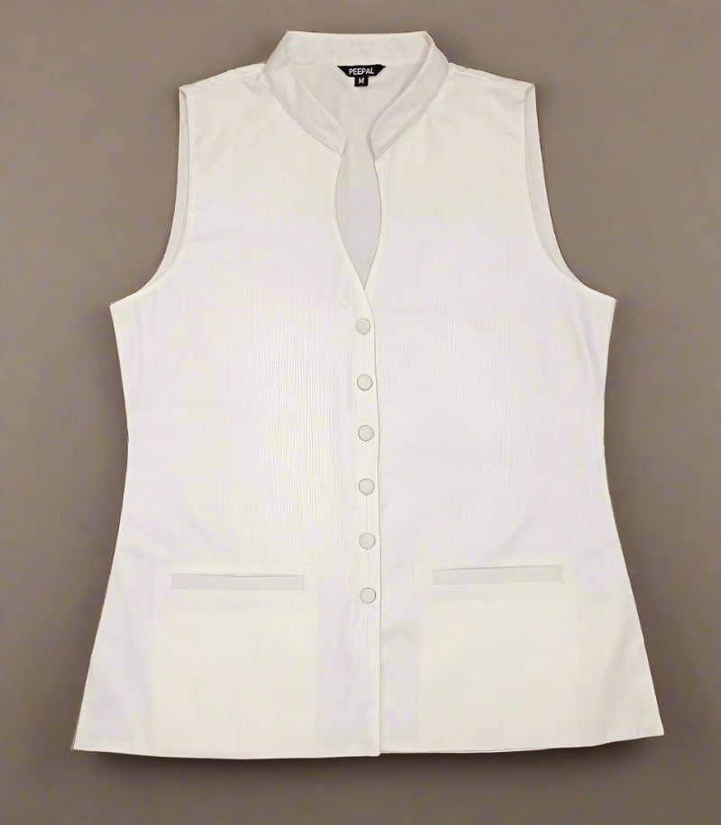 White Women's Waistcoat | Peepal Clothing