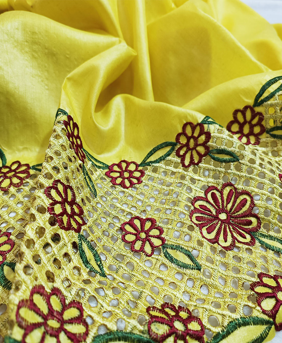 Hand Cutwork Silk Saree | Peepal Clothing