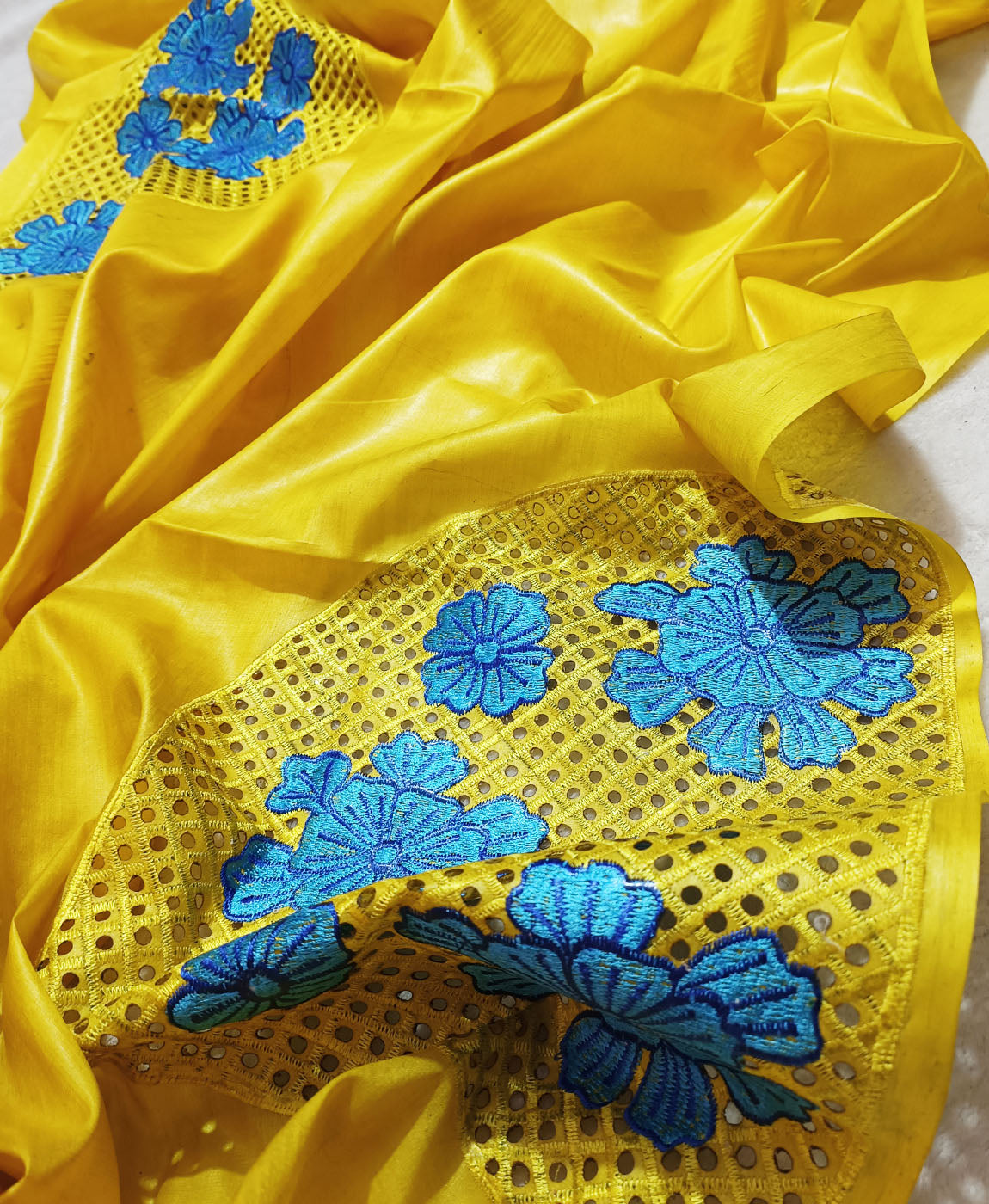 Hand Cutwork Silk Saree | Peepal Clothing