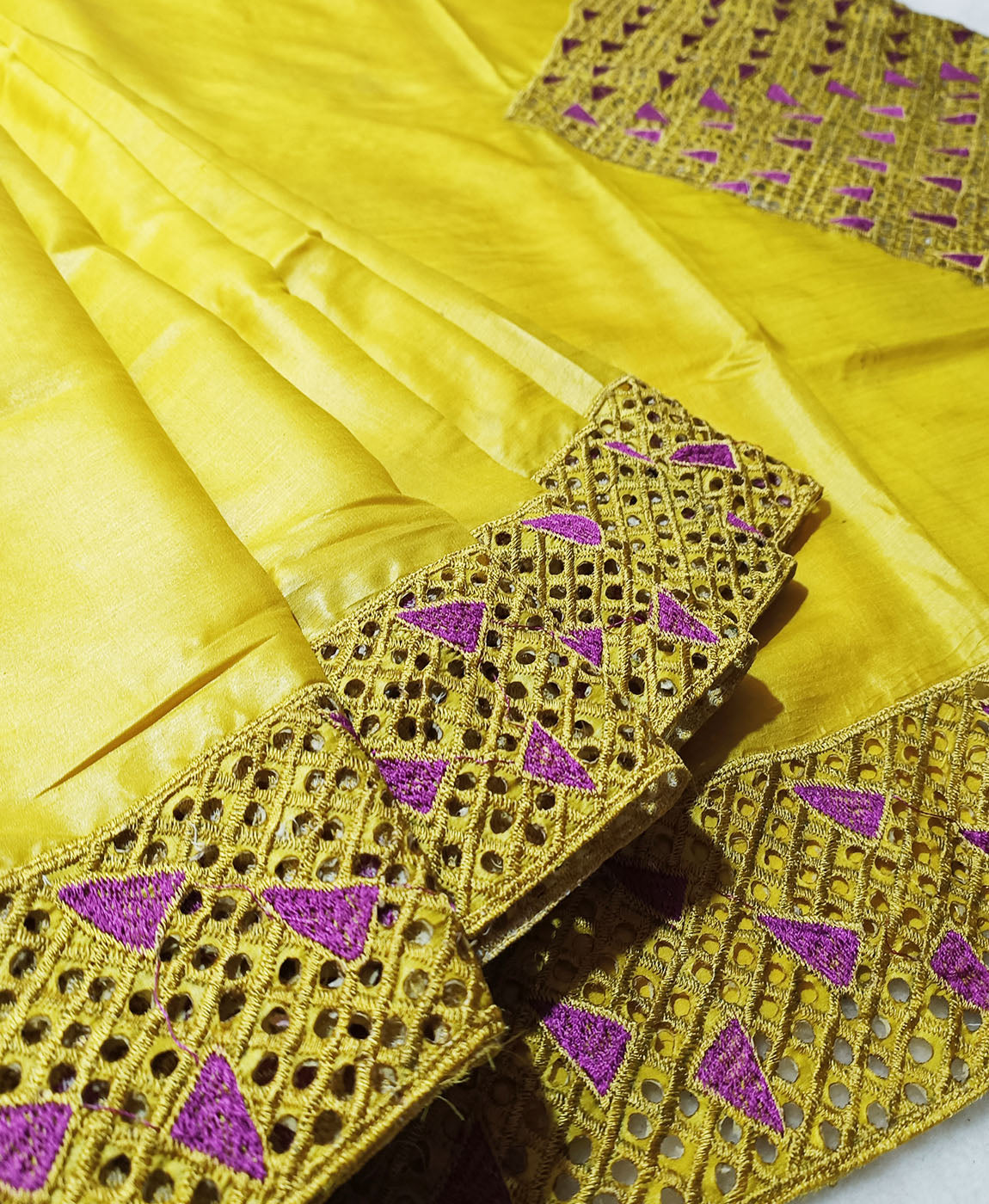 Hand Cutwork Silk Saree | Peepal Clothing