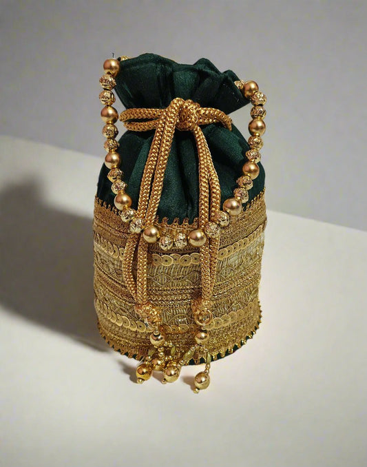 Zari Embellished Green Potli | Peepal Clothing