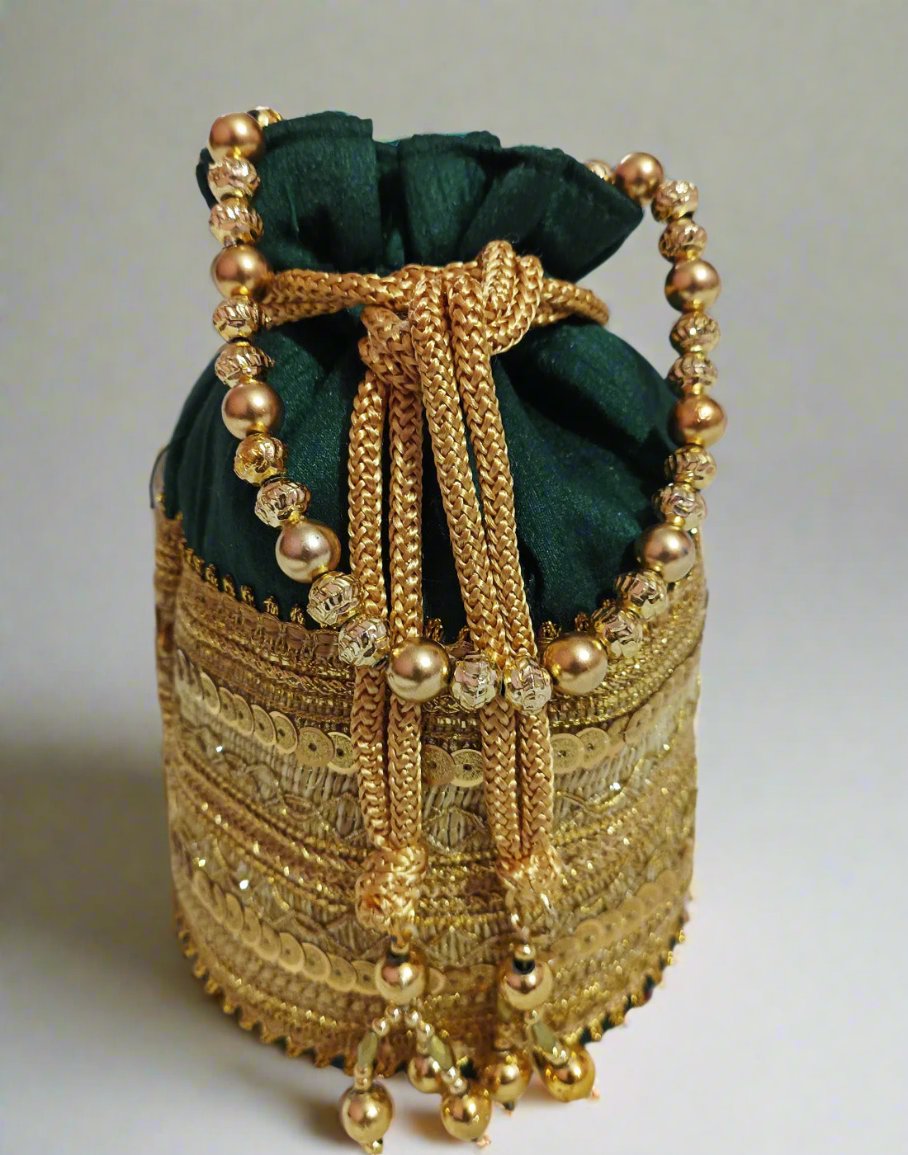 Zari Embellished Green Potli | Peepal Clothing