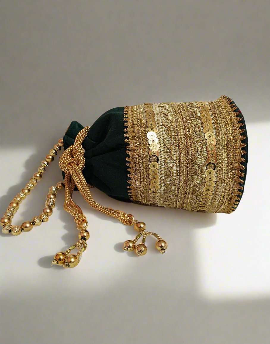 Zari Embellished Green Potli | Peepal Clothing