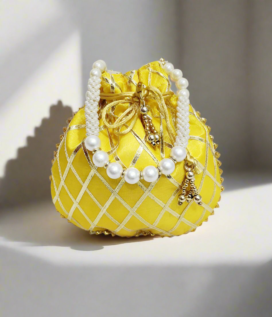 Zig Zag Yellow Potli | Peepal Clothing