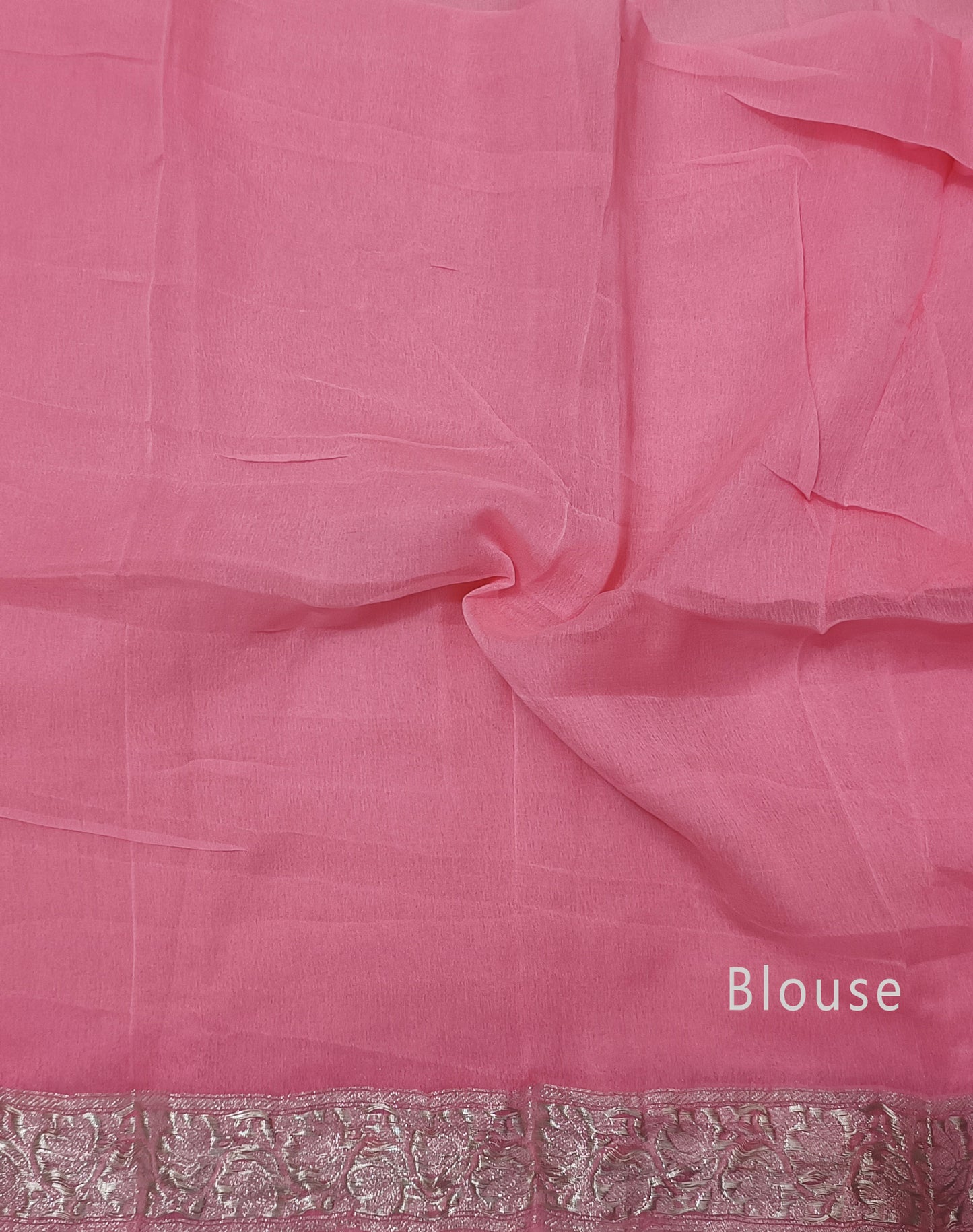 Baby Pink Banarasi Pure Khaddi Chiffon Saree