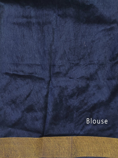Grey Embroidered Silk Linen Saree