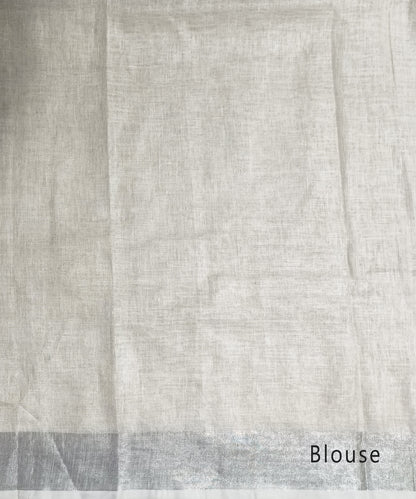White Handloom Pure Linen Saree
