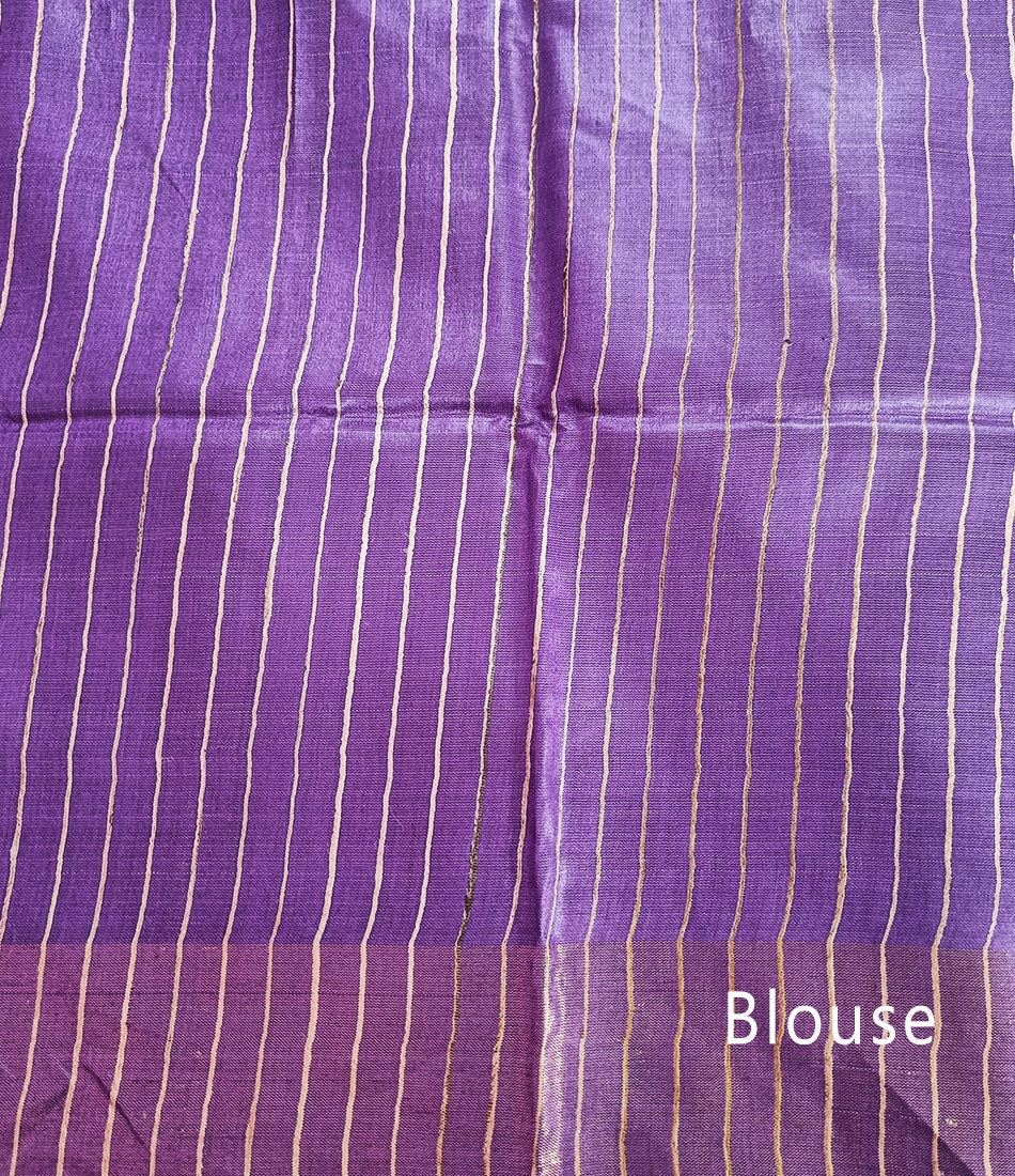 Purple Madhubani Hand Painted Pallu Silk Saree