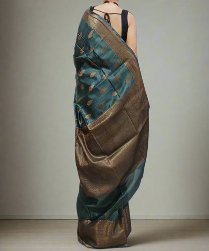 Weaved Buta Grey Munga Silk Saree