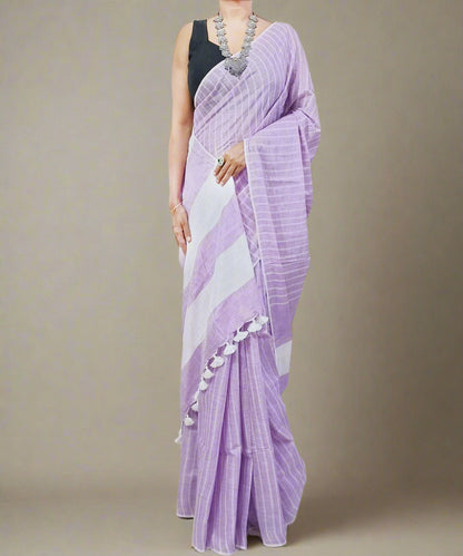 Light Purple Cotton Slub Saree